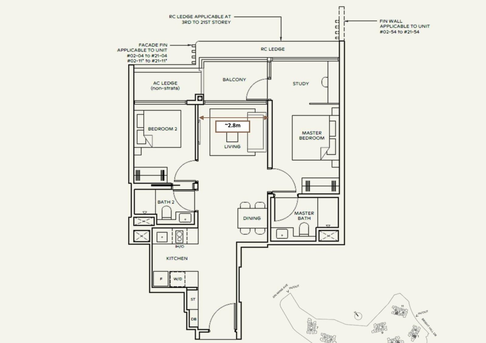 Thomson Reserve 2 Bedroom Premium Plus Study Floor Plan Type BPS1 68sqm 732sqft